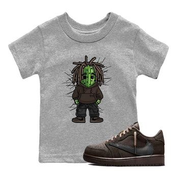 AJ1 Travis Scott Velvet Brown and Dark Mocha shirts to match jordans Hip Hop Cactus sneaker match tees 1s Travis Scott Velvet Brown match shoes to clothes SNRT Sneaker Tees Youth Baby Heather Grey 1 tee
