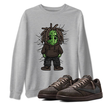AJ1 Travis Scott Velvet Brown and Dark Mocha shirts to match jordans Hip Hop Cactus sneaker match tees 1s Travis Scott Velvet Brown match shoes to clothes SNRT Sneaker Tees unisex cotton Heather Grey 1 shirts