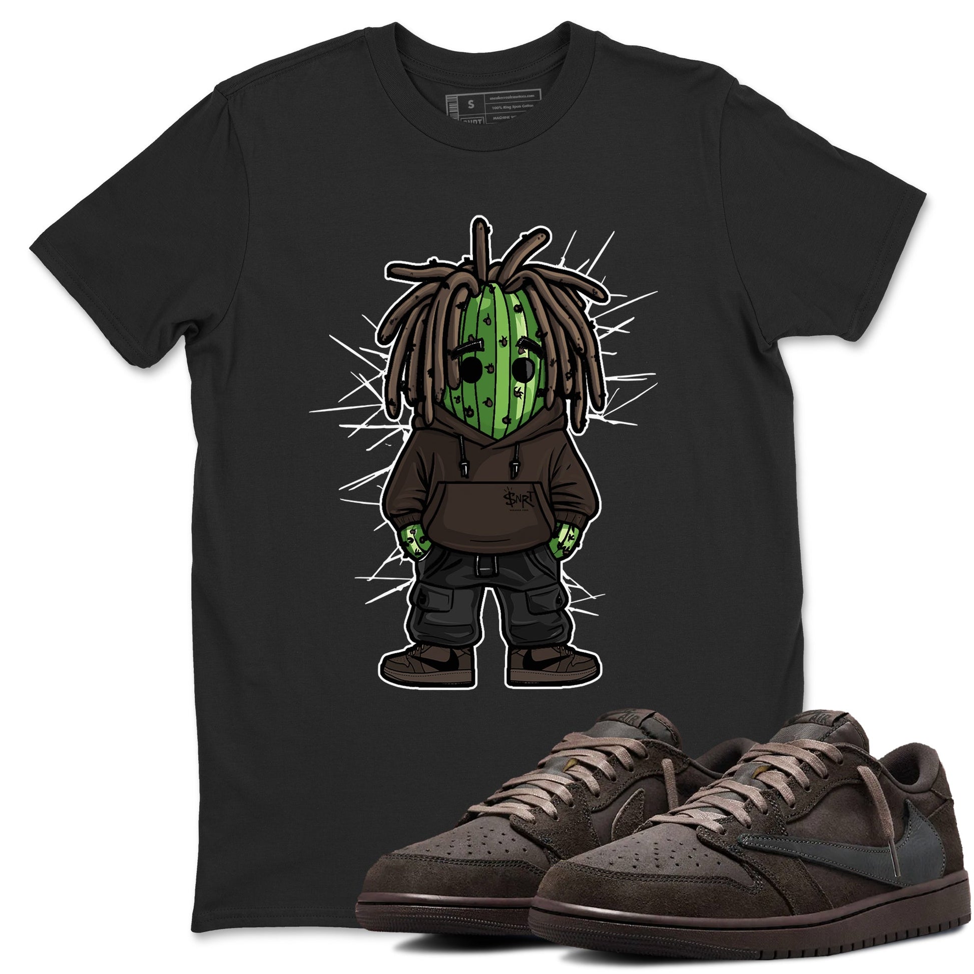 AJ1 Travis Scott Velvet Brown and Dark Mocha shirts to match jordans Hip Hop Cactus sneaker match tees 1s Travis Scott Velvet Brown match shoes to clothes SNRT Sneaker Tees unisex cotton Black 1 shirts