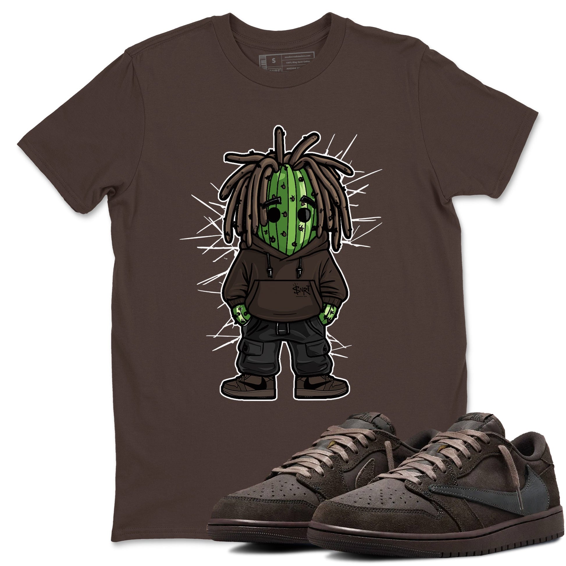 AJ1 Travis Scott Velvet Brown and Dark Mocha shirts to match jordans Hip Hop Cactus sneaker match tees 1s Travis Scott Velvet Brown match shoes to clothes SNRT Sneaker Tees unisex cotton Dark Chocolate 1 shirts