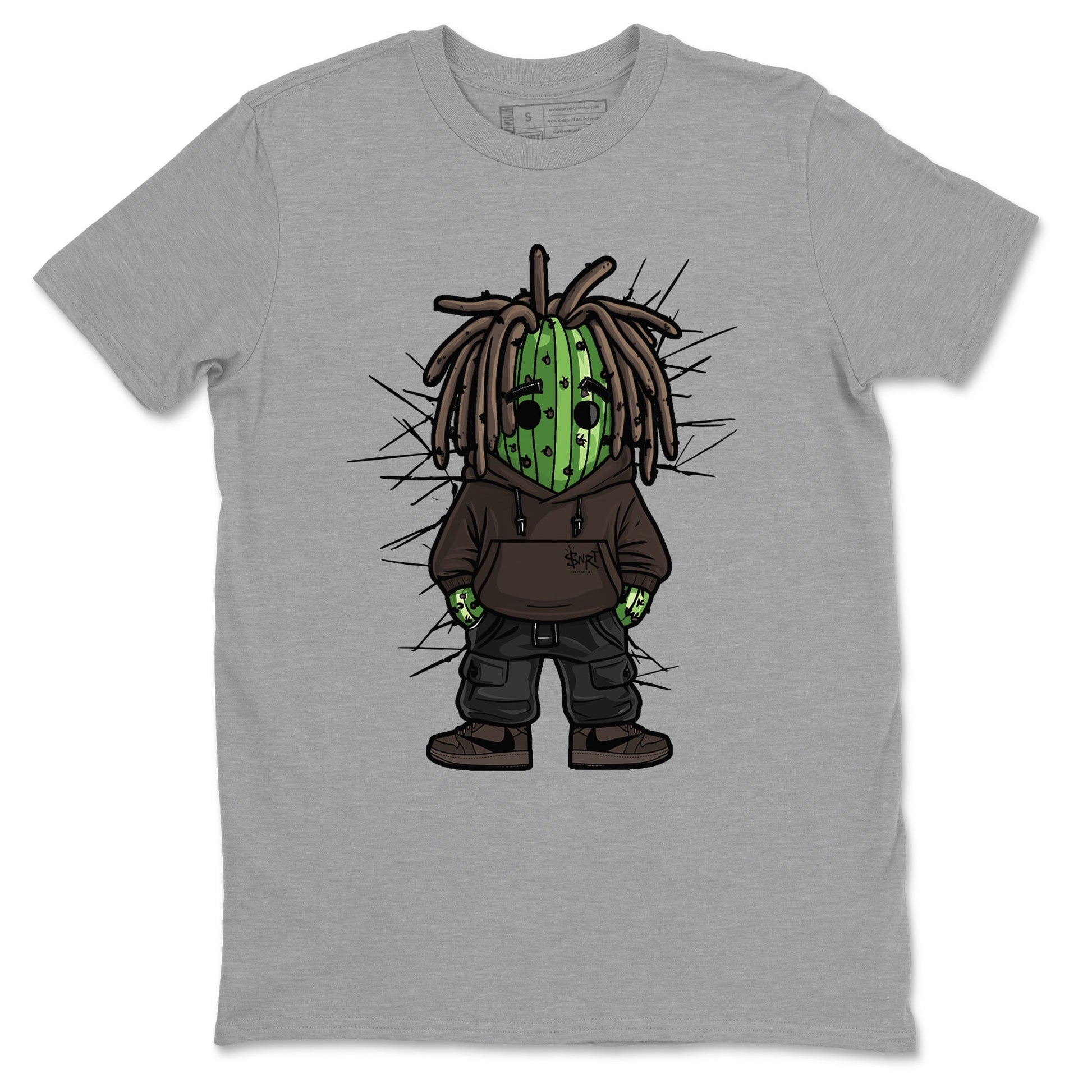 AJ1 Travis Scott Velvet Brown and Dark Mocha shirts to match jordans Hip Hop Cactus sneaker match tees 1s Travis Scott Velvet Brown match shoes to clothes SNRT Sneaker Tees unisex cotton Heather Grey 2 shirts