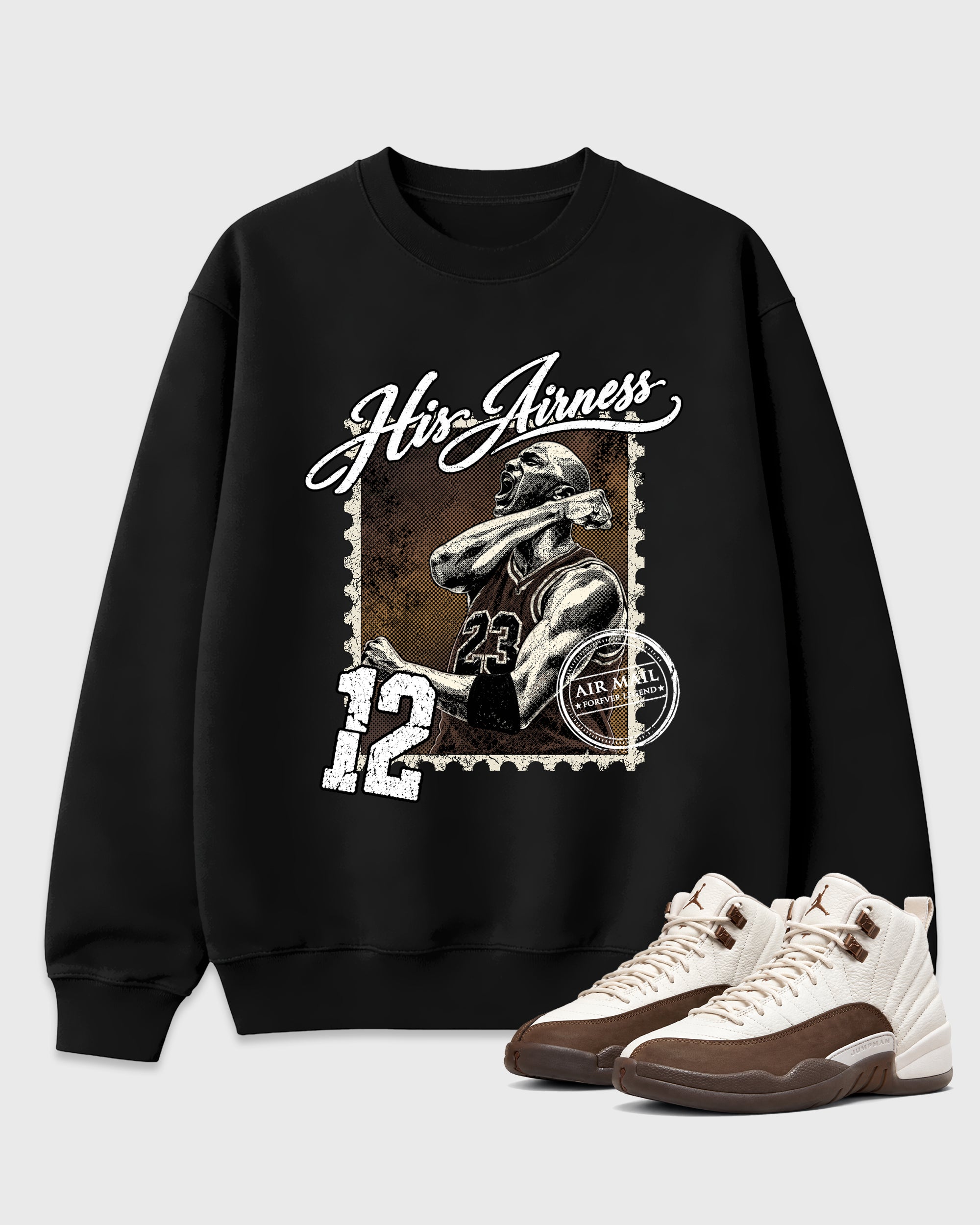 His Airness Air Jordan 12 Fireside Matching Graphic Sweatshirt