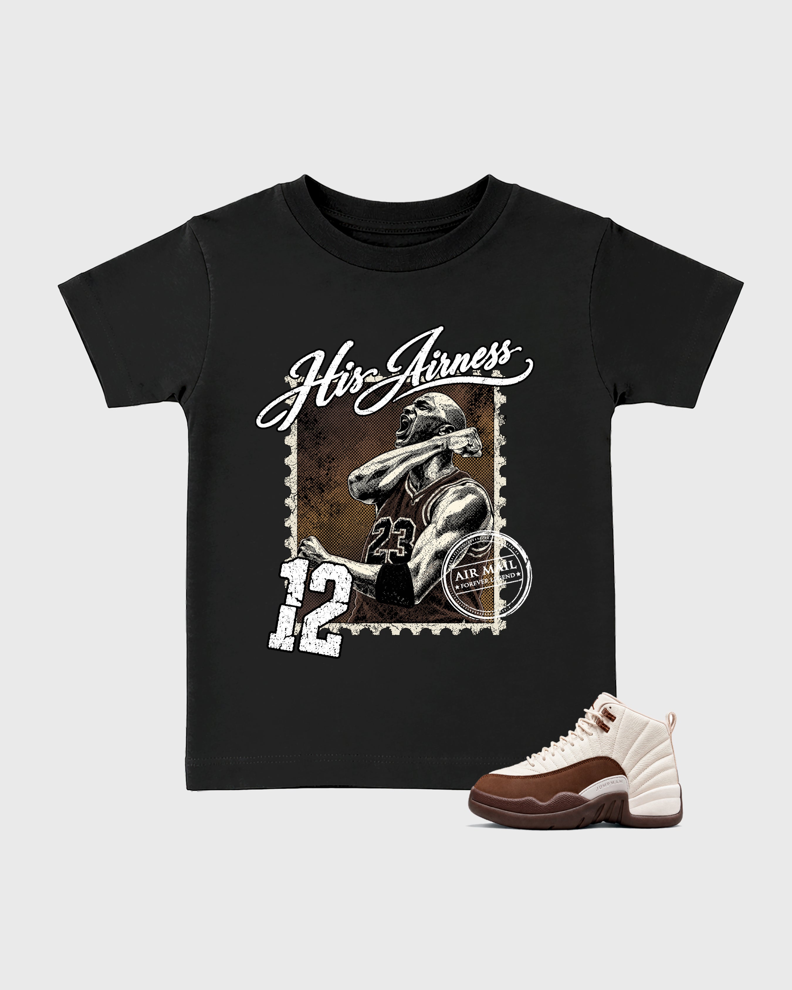 His Airness Air Jordan 12 Fireside Matching Kids Graphic Tee