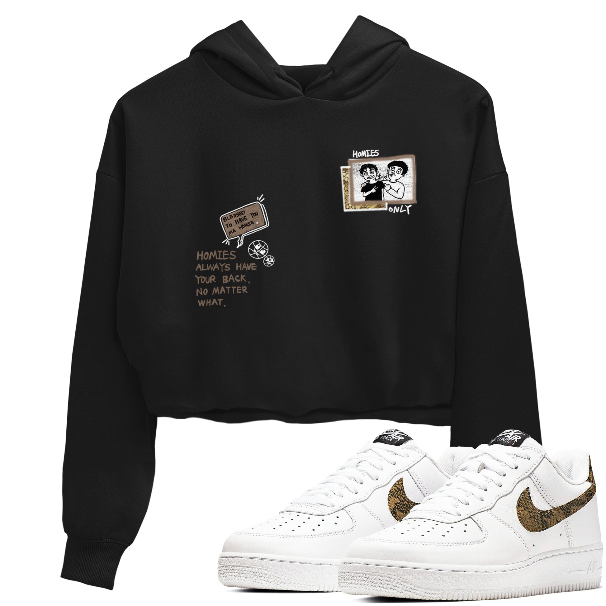 Air Force 1 Ivory Snake shirt to match jordans Homies Only sneaker tees Air Force 1 Ivory Snake SNRT Sneaker Release Tees Black 1 crop length shirt