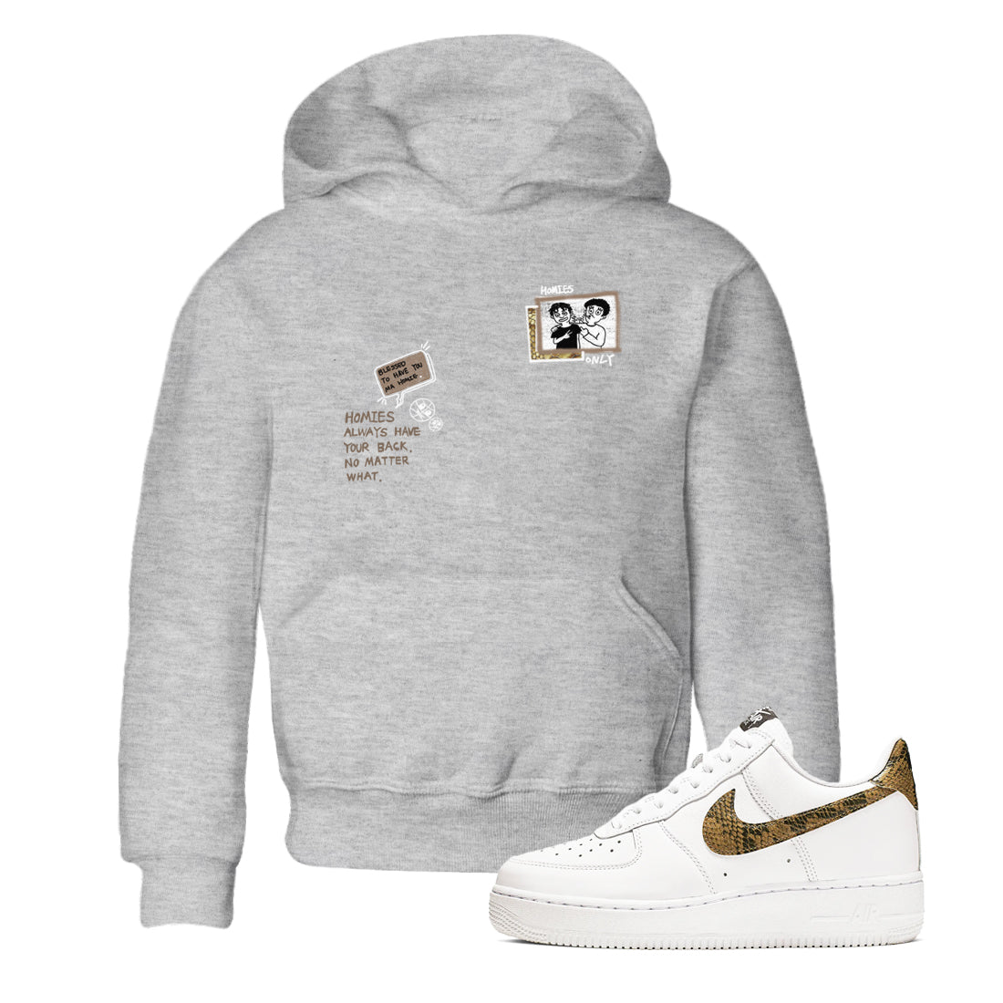 Air Force 1 Ivory Snake shirt to match jordans Homies Only sneaker tees Air Force 1 Ivory Snake SNRT sneaker release tees baby toddler Heather Grey 1 cotton Shirt
