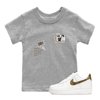 Air Force 1 Ivory Snake shirt to match jordans Homies Only sneaker tees Air Force 1 Ivory Snake SNRT sneaker release tees baby toddler Heather Grey 1 cotton Shirt