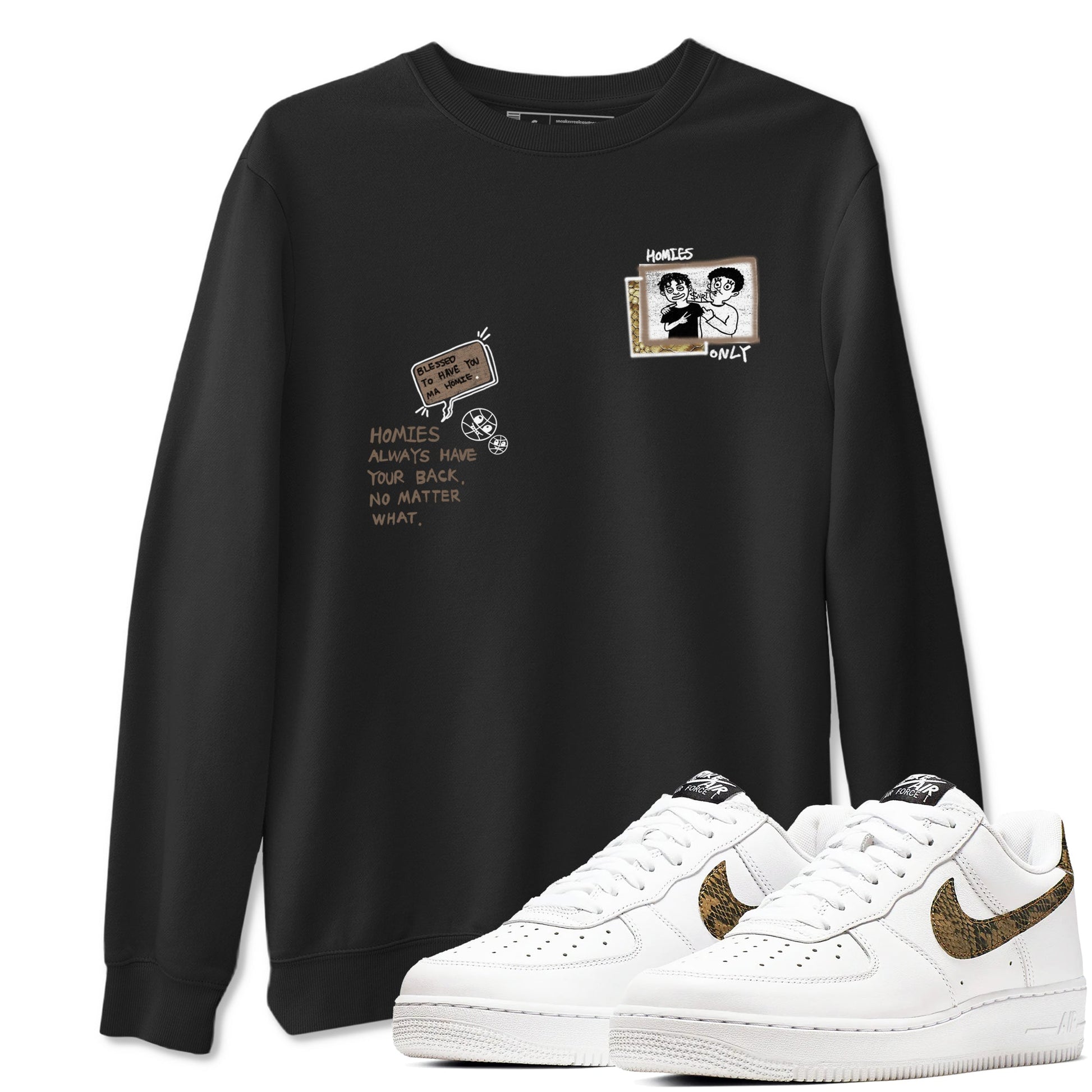 Air Force 1 Ivory Snake shirt to match jordans Homies Only sneaker tees Air Force 1 Ivory Snake SNRT Sneaker Release Tees unisex cotton Black 1 crew neck shirt