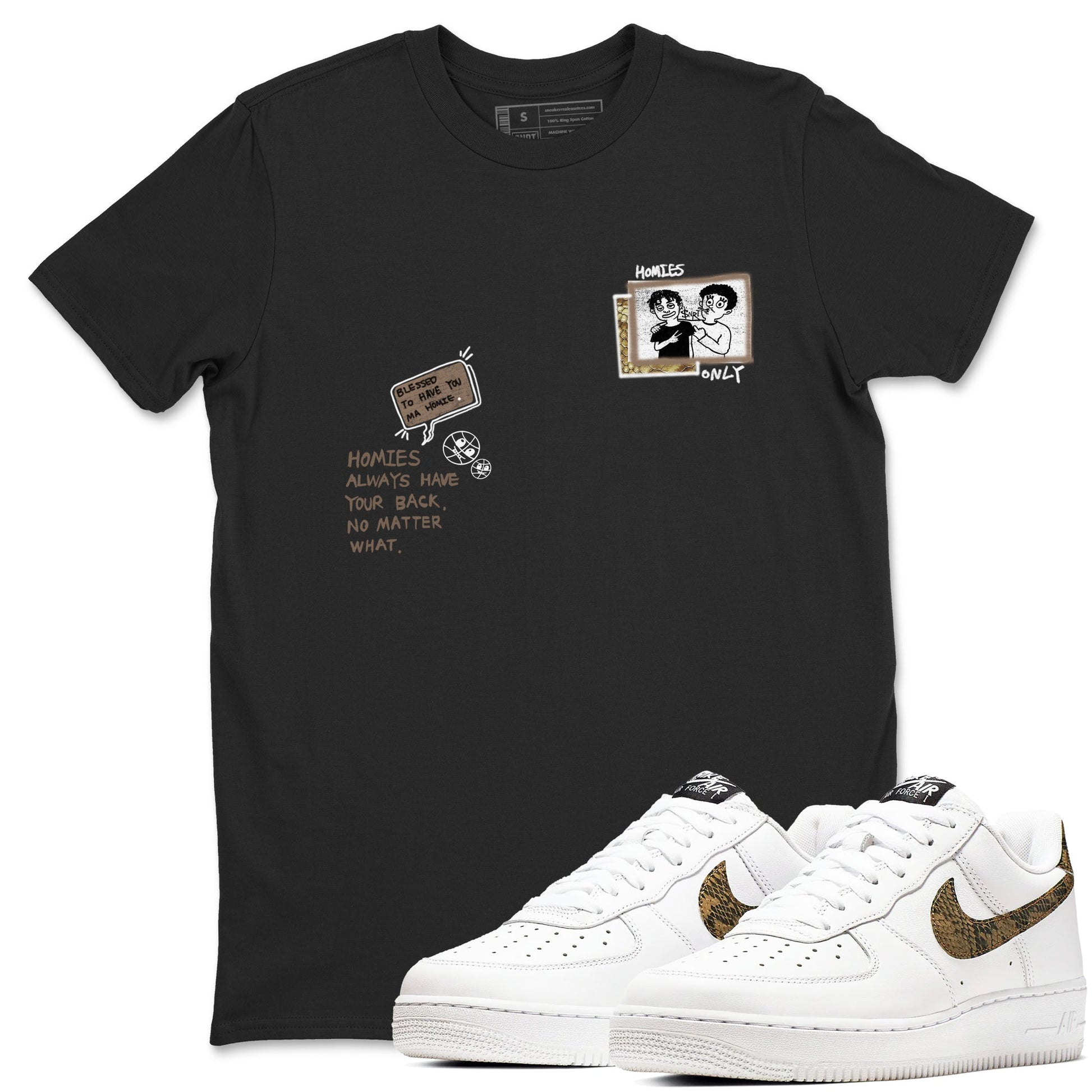 Air Force 1 Ivory Snake shirt to match jordans Homies Only sneaker tees Air Force 1 Ivory Snake SNRT Sneaker Release Tees unisex cotton Black 1 crew neck shirt
