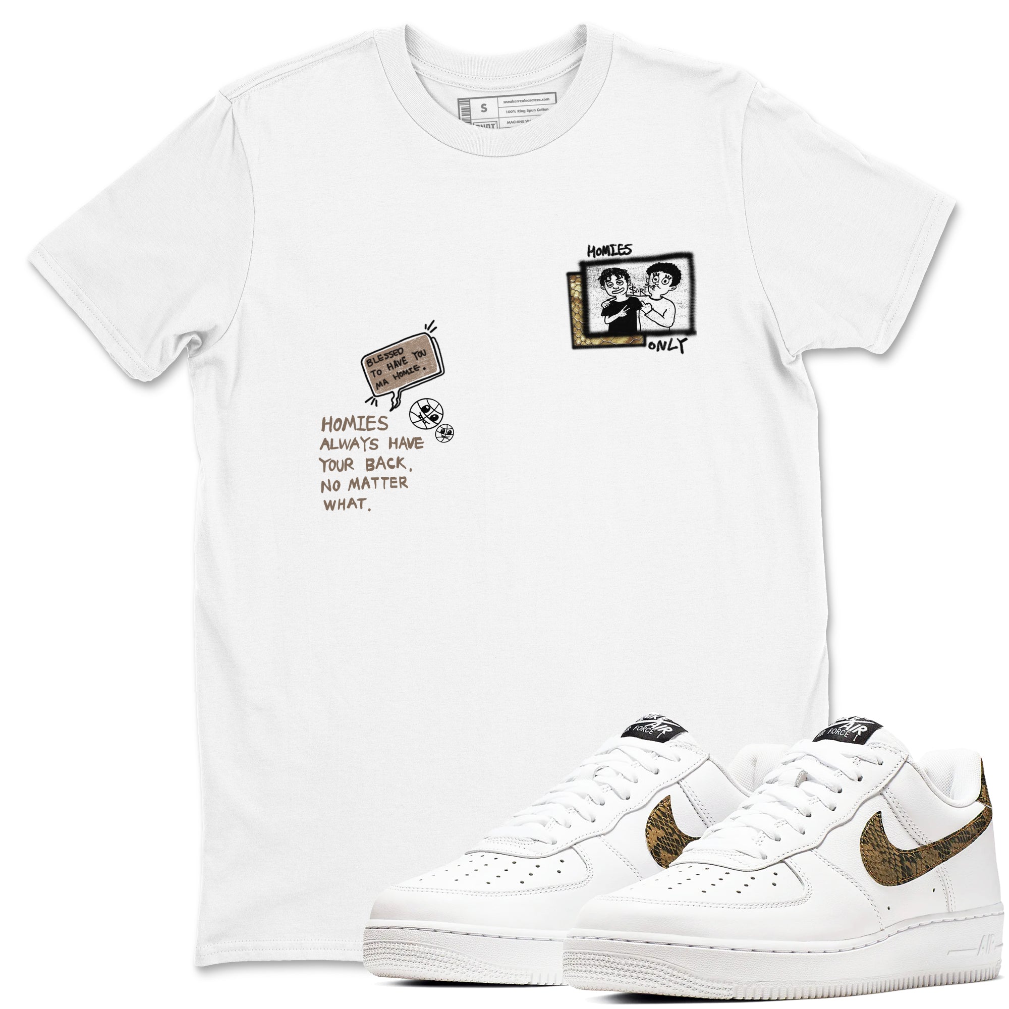 Air Force 1 Ivory Snake shirt to match jordans Homies Only sneaker tees Air Force 1 Ivory Snake SNRT Sneaker Release Tees unisex cotton White 1 crew neck shirt