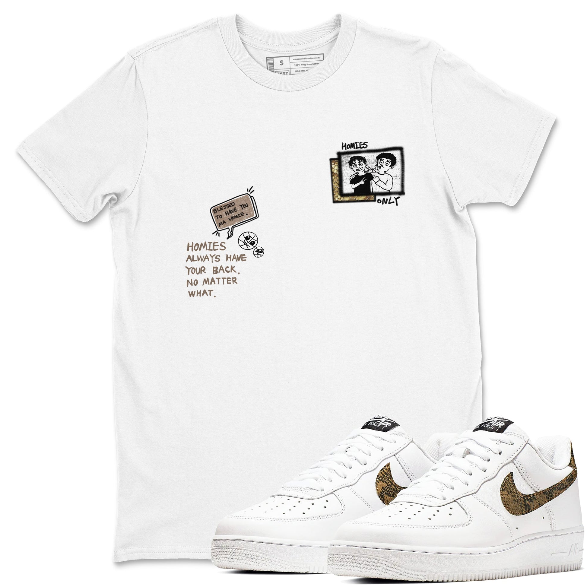 Air Force 1 Ivory Snake shirt to match jordans Homies Only sneaker tees Air Force 1 Ivory Snake SNRT Sneaker Release Tees unisex cotton White 1 crew neck shirt