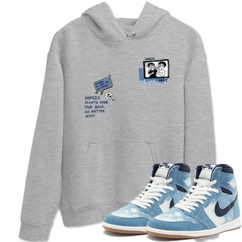 1s Denim shirts to match jordans Homies Only sneaker match tees Air Jordan 1 Denim SNRT Sneaker Tees streetwear brand Heather Grey 1 unisex cotton tee