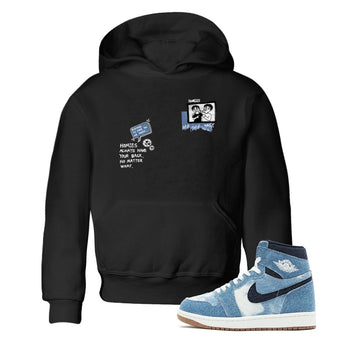 1s Denim shirts to match jordans Homies Only sneaker match tees Air Jordan 1 Denim SNRT Sneaker Tees streetwear brand Baby and Youth Black 1 cotton tee