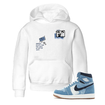 1s Denim shirts to match jordans Homies Only sneaker match tees Air Jordan 1 Denim SNRT Sneaker Tees streetwear brand Baby and Youth White 1 cotton tee