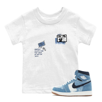 1s Denim shirts to match jordans Homies Only sneaker match tees Air Jordan 1 Denim SNRT Sneaker Tees streetwear brand Baby and Youth White 1 cotton tee