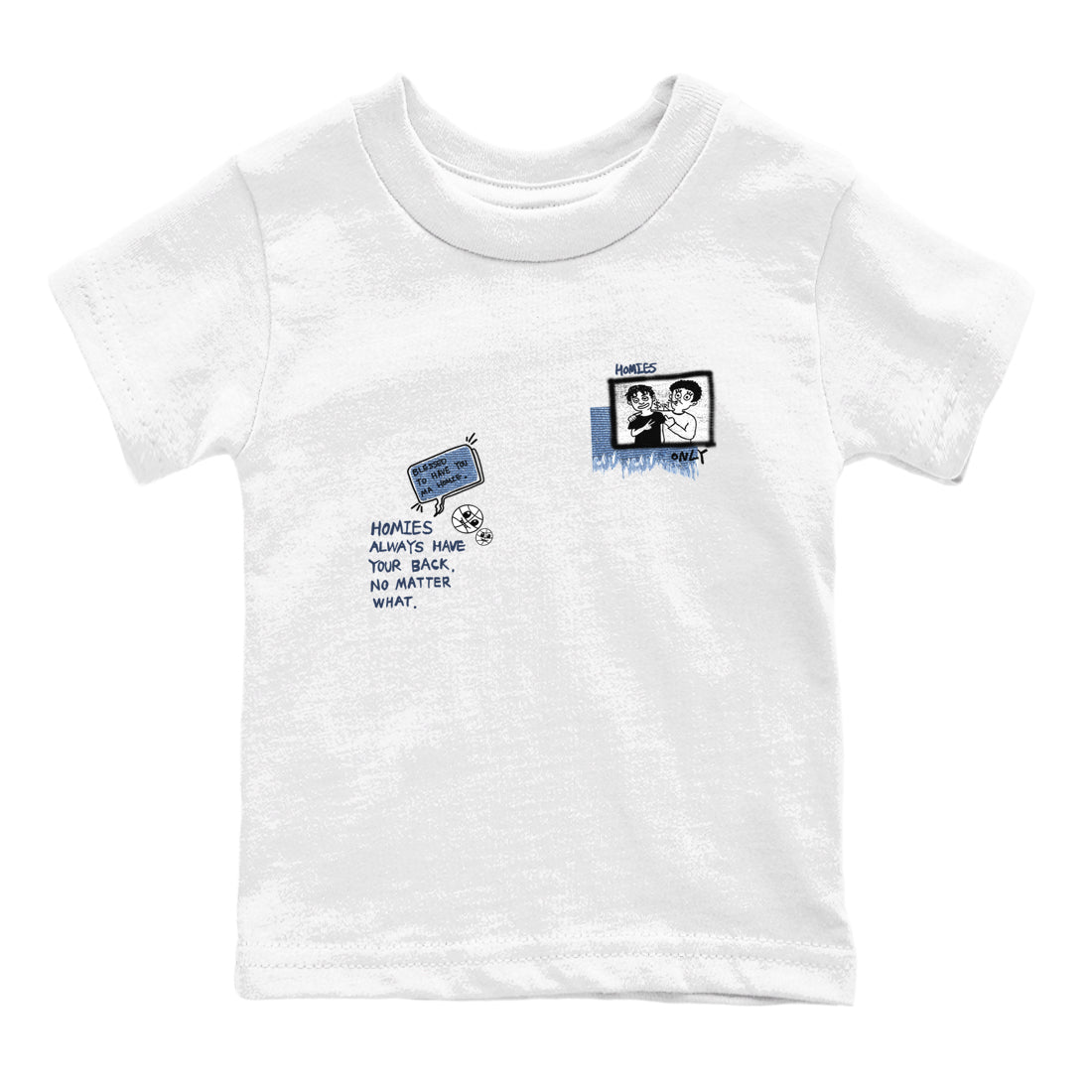 1s Denim shirts to match jordans Homies Only sneaker match tees Air Jordan 1 Denim SNRT Sneaker Tees streetwear brand Baby and Youth White 2 cotton tee