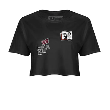 AJ1 High '85 Metallic Burgundy shirts to match jordans Homies Only sneaker match tees 1s High '85 Metallic Burgundy SNRT Sneaker Tees streetwear brand Black 2 crop tee