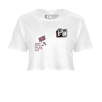 AJ1 High '85 Metallic Burgundy shirts to match jordans Homies Only sneaker match tees 1s High '85 Metallic Burgundy SNRT Sneaker Tees streetwear brand White 2 crop tee