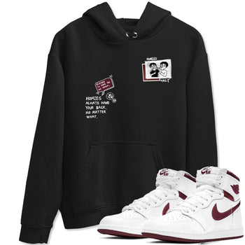 AJ1 High '85 Metallic Burgundy shirts to match jordans Homies Only sneaker match tees 1s High '85 Metallic Burgundy SNRT Sneaker Tees streetwear brand Black 1 unisex cotton tee