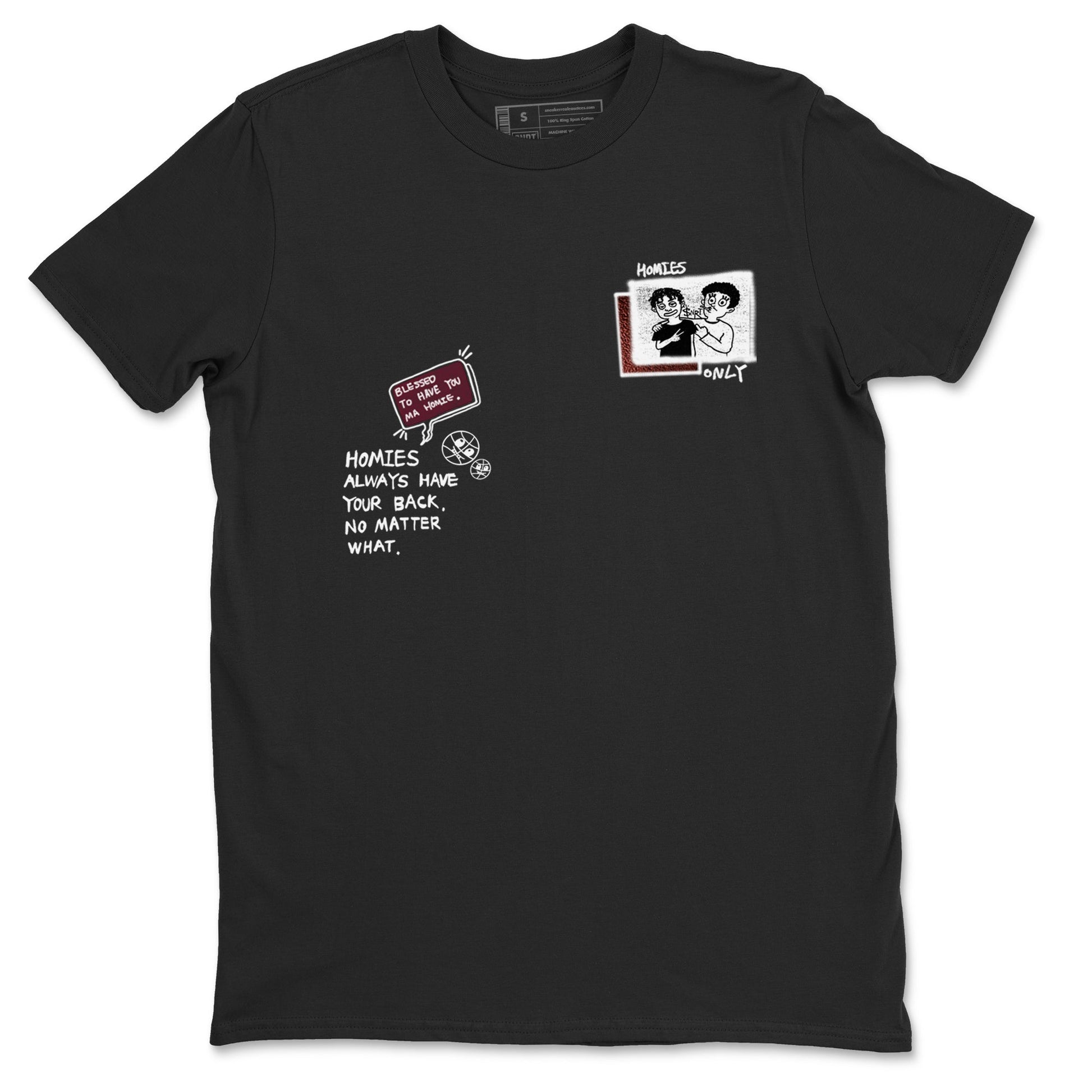 AJ1 High '85 Metallic Burgundy shirts to match jordans Homies Only sneaker match tees 1s High '85 Metallic Burgundy SNRT Sneaker Tees streetwear brand Black 2 unisex cotton tee
