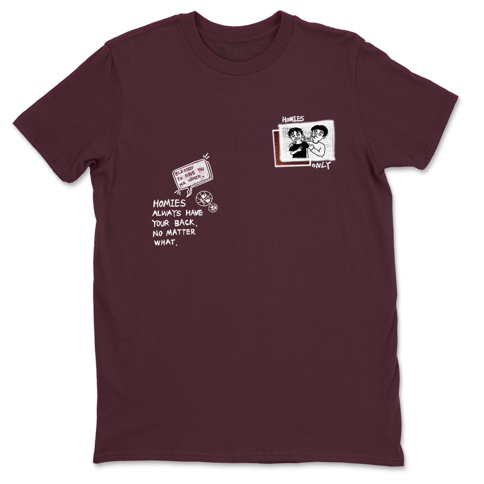 AJ1 High '85 Metallic Burgundy shirts to match jordans Homies Only sneaker match tees 1s High '85 Metallic Burgundy SNRT Sneaker Tees streetwear brand Maroon 2 unisex cotton tee