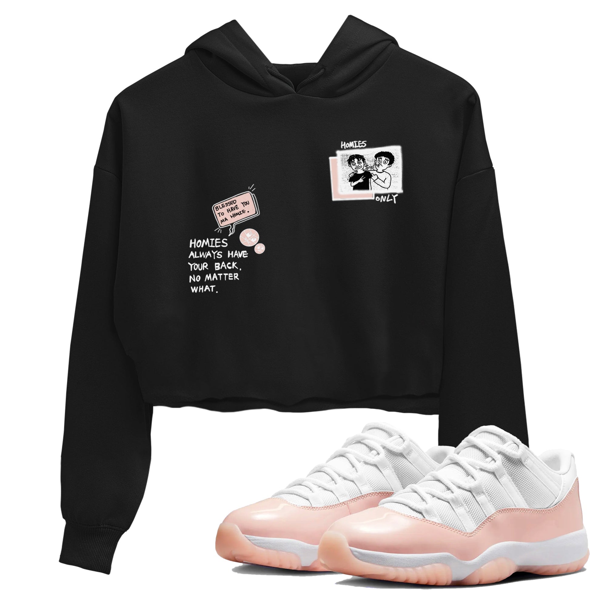 11s Legend Pink shirts to match jordans Homies Only sneaker match tees Air Jordan 11 Legend Pink SNRT Sneaker Tees streetwear brand Black 1 crop tee