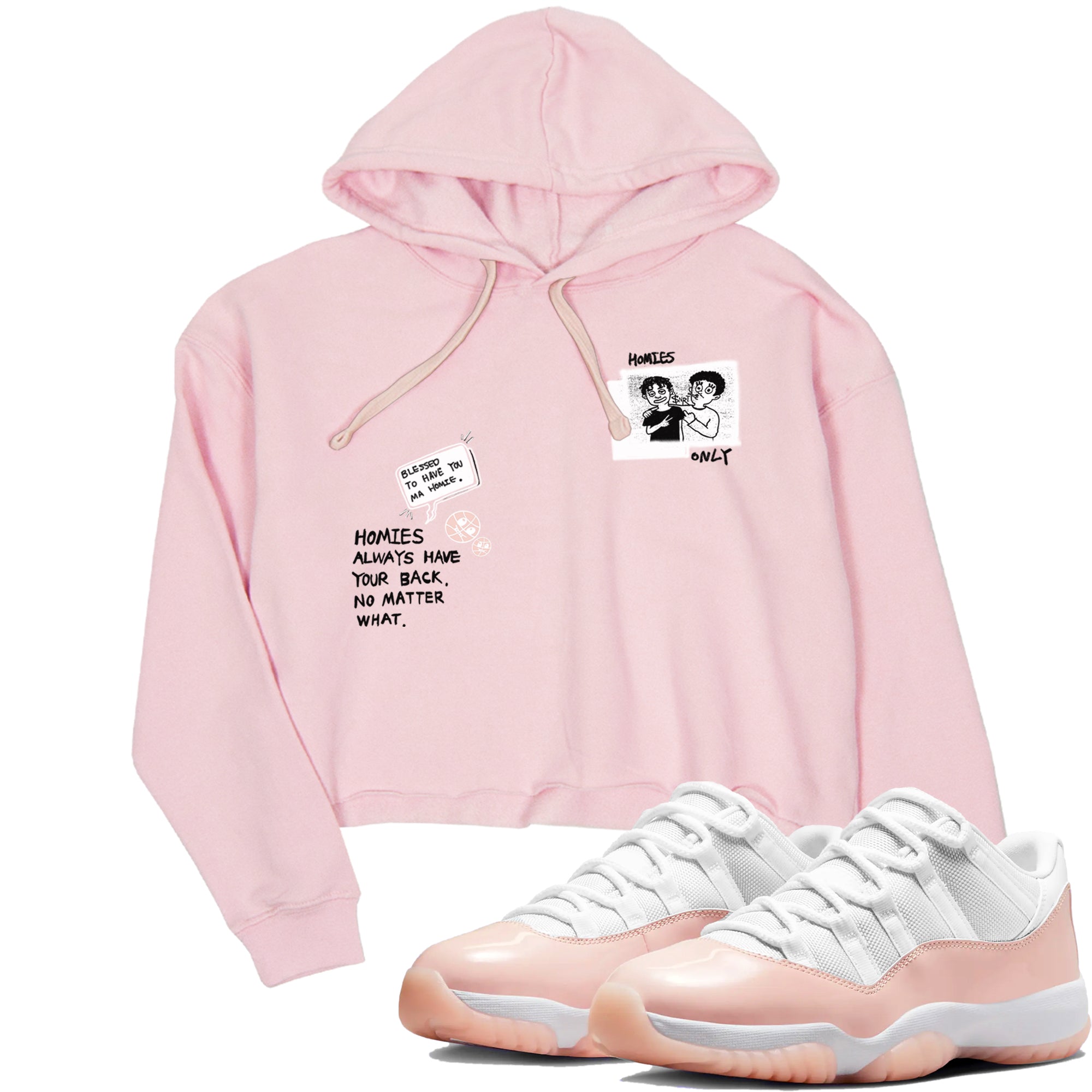 11s Legend Pink shirts to match jordans Homies Only sneaker match tees Air Jordan 11 Legend Pink SNRT Sneaker Tees streetwear brand Pink 1 crop tee