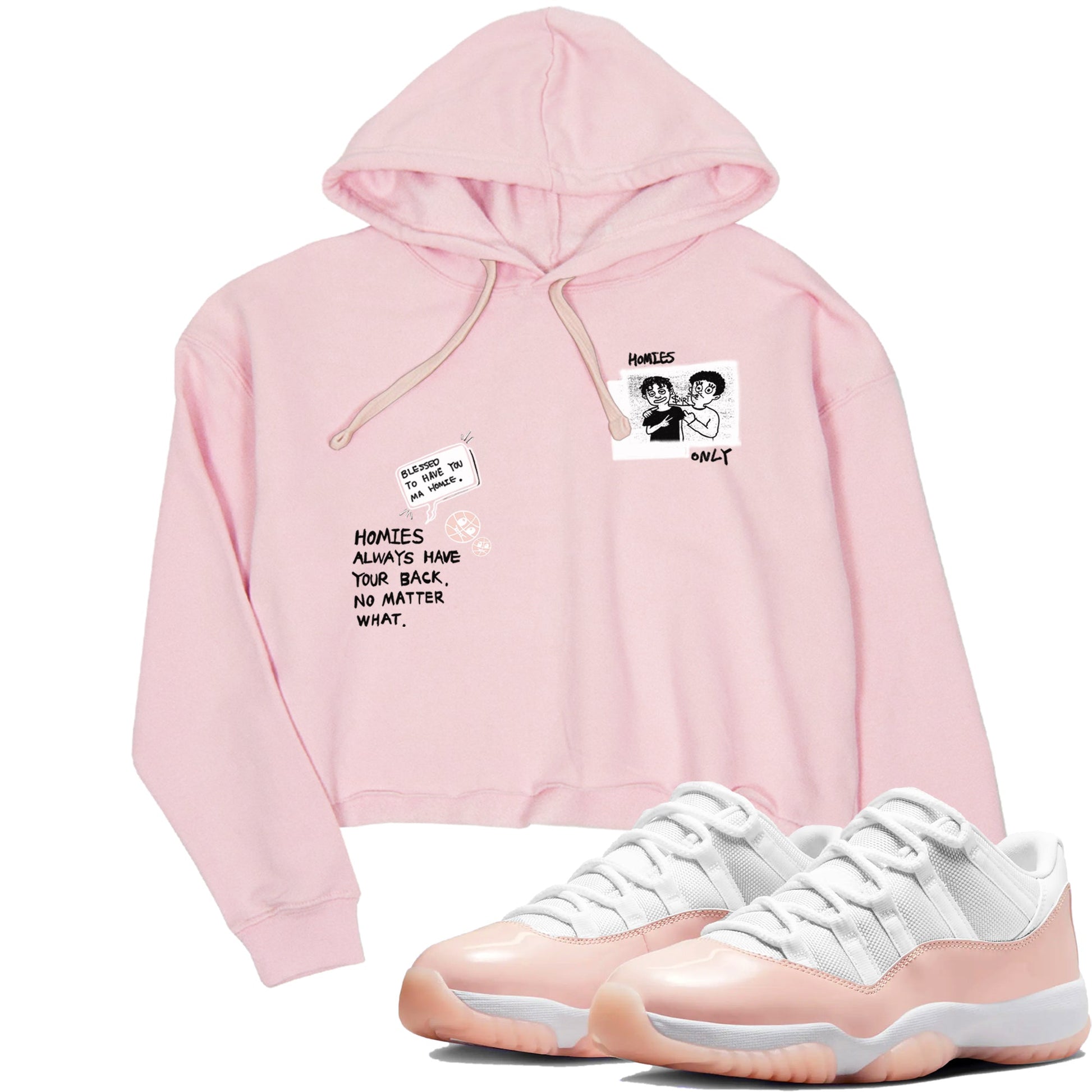 11s Legend Pink shirts to match jordans Homies Only sneaker match tees Air Jordan 11 Legend Pink SNRT Sneaker Tees streetwear brand Pink 1 crop tee