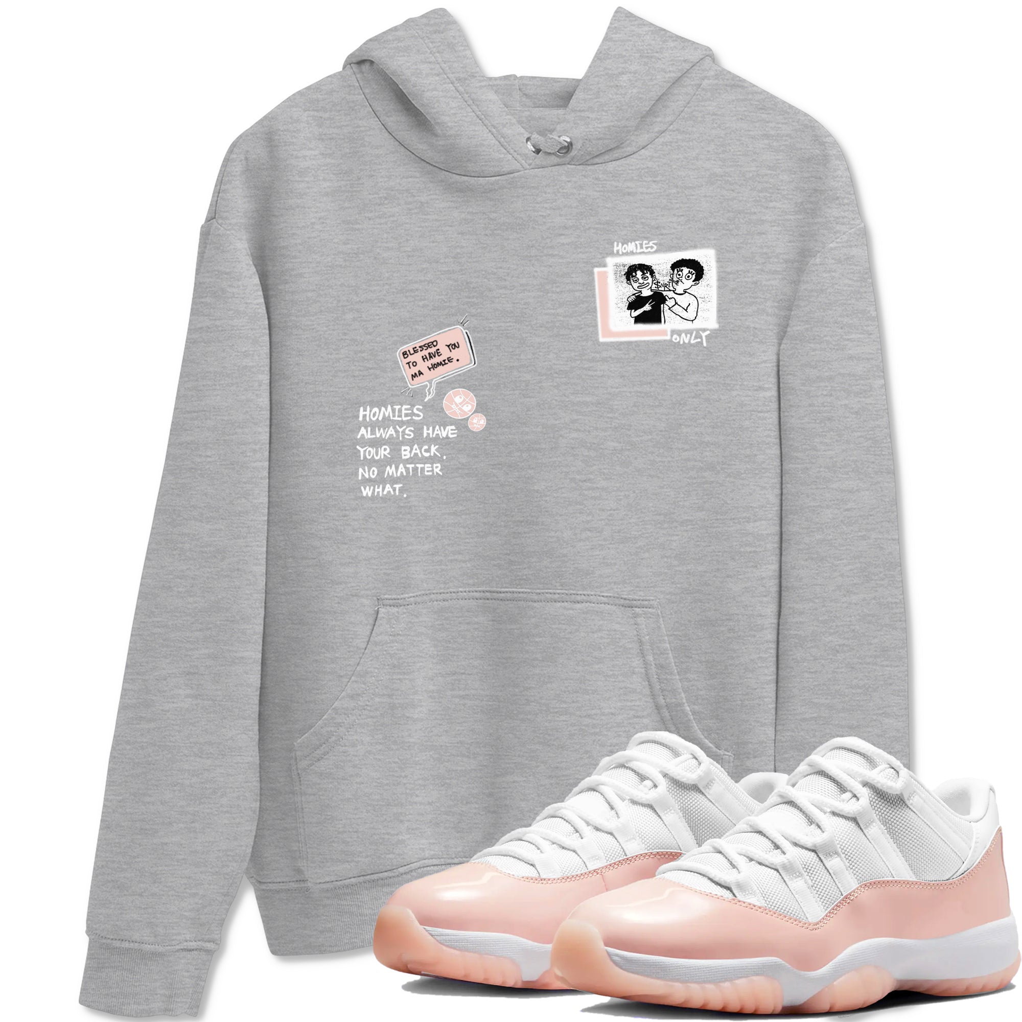 11s Legend Pink shirts to match jordans Homies Only sneaker match tees Air Jordan 11 Legend Pink SNRT Sneaker Tees streetwear brand Heather Grey 1 unisex cotton tee