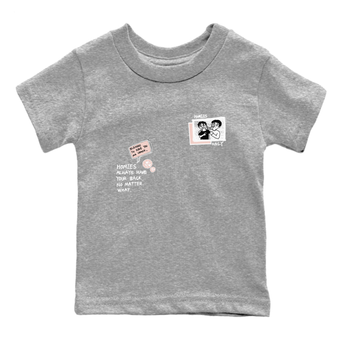 11s Legend Pink shirts to match jordans Homies Only sneaker match tees Air Jordan 11 Legend Pink SNRT Sneaker Tees streetwear brand Baby and Youth Heather Grey 2 cotton tee