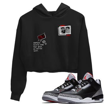 3s Black Cement shirts to match jordans Homies Only sneaker match tees Air Jordan 3 Black Cement match shoes to clothes SNRT Sneaker Tees unisex cotton Black 1 crop tee