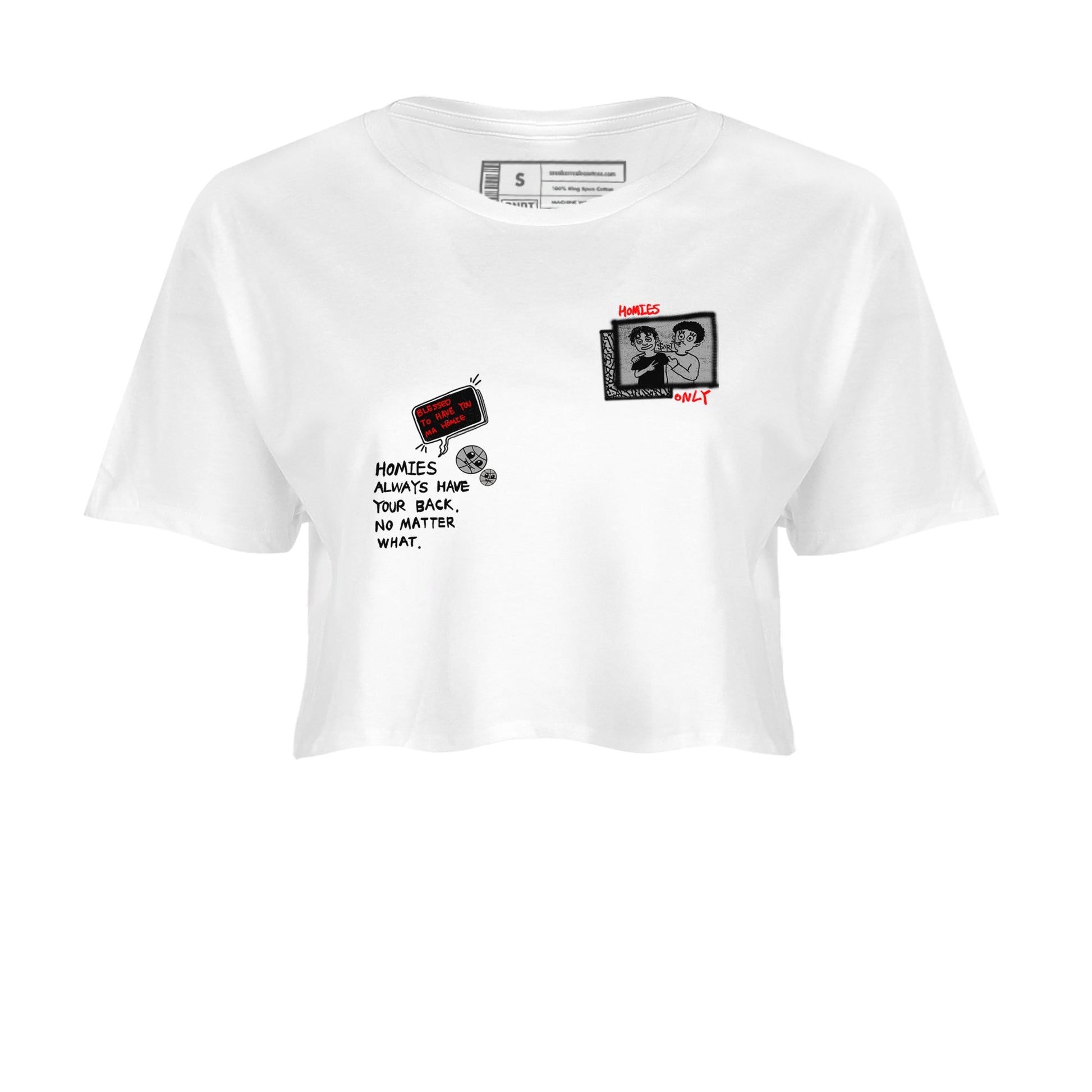 3s Black Cement shirts to match jordans Homies Only sneaker match tees Air Jordan 3 Black Cement match shoes to clothes SNRT Sneaker Tees unisex cotton White 2 crop tee