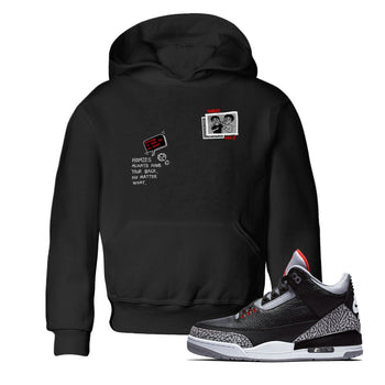 3s Black Cement shirts to match jordans Homies Only sneaker match tees Air Jordan 3 Black Cement match shoes to clothes SNRT Sneaker Tees Youth Baby Black 1 tee