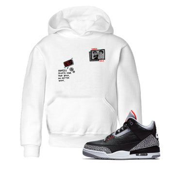 3s Black Cement shirts to match jordans Homies Only sneaker match tees Air Jordan 3 Black Cement match shoes to clothes SNRT Sneaker Tees Youth Baby White 1 tee