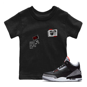 3s Black Cement shirts to match jordans Homies Only sneaker match tees Air Jordan 3 Black Cement match shoes to clothes SNRT Sneaker Tees Youth Baby Black 1 tee