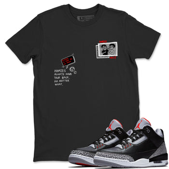 3s Black Cement shirts to match jordans Homies Only sneaker match tees Air Jordan 3 Black Cement match shoes to clothes SNRT Sneaker Tees unisex cotton Black 1 shirts