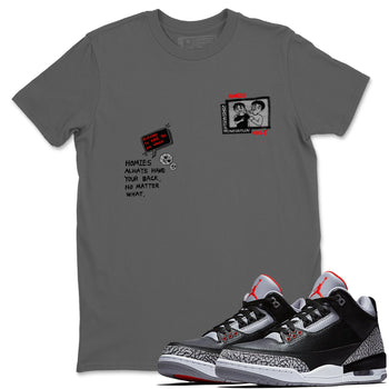 3s Black Cement shirts to match jordans Homies Only sneaker match tees Air Jordan 3 Black Cement match shoes to clothes SNRT Sneaker Tees unisex cotton Cool Grey 1 shirts