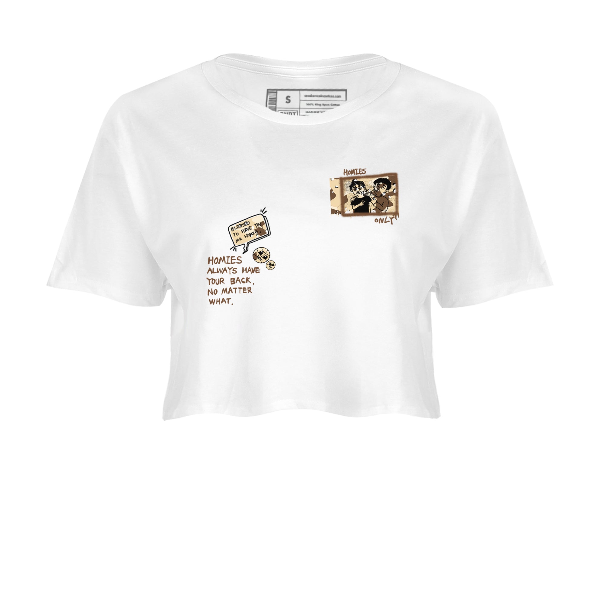 AJ3 Desert Camo shirts to match jordans Homies Only sneaker match tees Air Jordan 3 Desert Camo SNRT Sneaker Tees streetwear brand White 2 crop tee