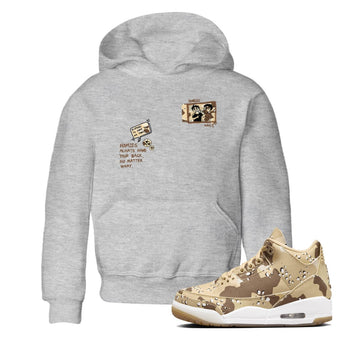 AJ3 Desert Camo shirts to match jordans Homies Only sneaker match tees Air Jordan 3 Desert Camo SNRT Sneaker Tees streetwear brand Baby and Youth Heather Grey 1 cotton tee
