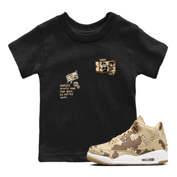 AJ3 Desert Camo shirts to match jordans Homies Only sneaker match tees Air Jordan 3 Desert Camo SNRT Sneaker Tees streetwear brand Baby and Youth Black 1 cotton tee