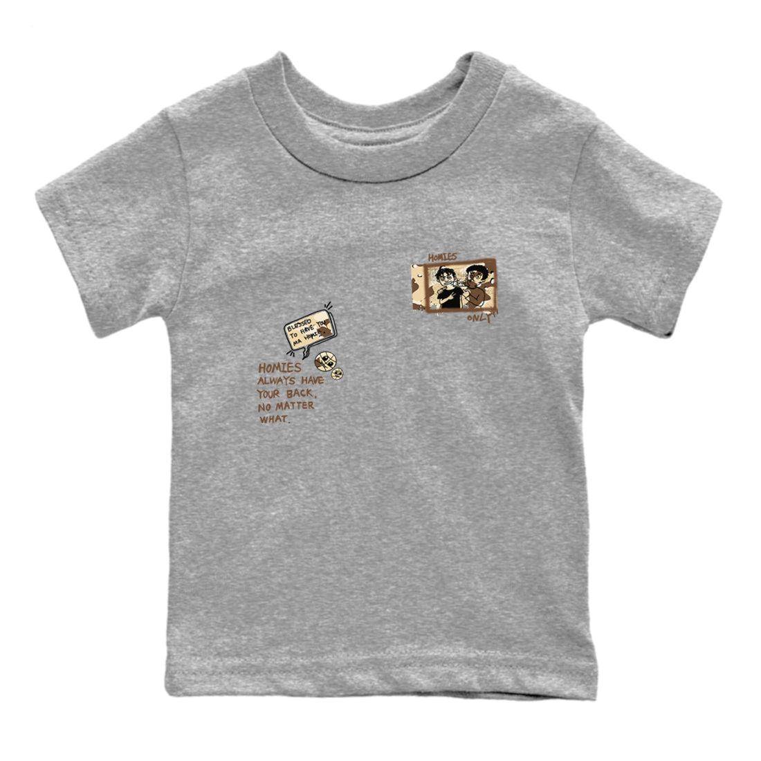 AJ3 Desert Camo shirts to match jordans Homies Only sneaker match tees Air Jordan 3 Desert Camo SNRT Sneaker Tees streetwear brand Baby and Youth Heather Grey 2 cotton tee