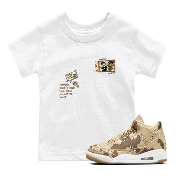 AJ3 Desert Camo shirts to match jordans Homies Only sneaker match tees Air Jordan 3 Desert Camo SNRT Sneaker Tees streetwear brand Baby and Youth White 1 cotton tee