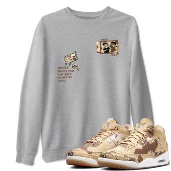 AJ3 Desert Camo shirts to match jordans Homies Only sneaker match tees Air Jordan 3 Desert Camo SNRT Sneaker Tees streetwear brand Heather Grey 1 unisex cotton tee