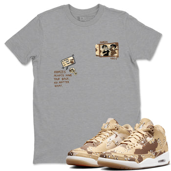 AJ3 Desert Camo shirts to match jordans Homies Only sneaker match tees Air Jordan 3 Desert Camo SNRT Sneaker Tees streetwear brand Heather Grey 1 unisex cotton tee