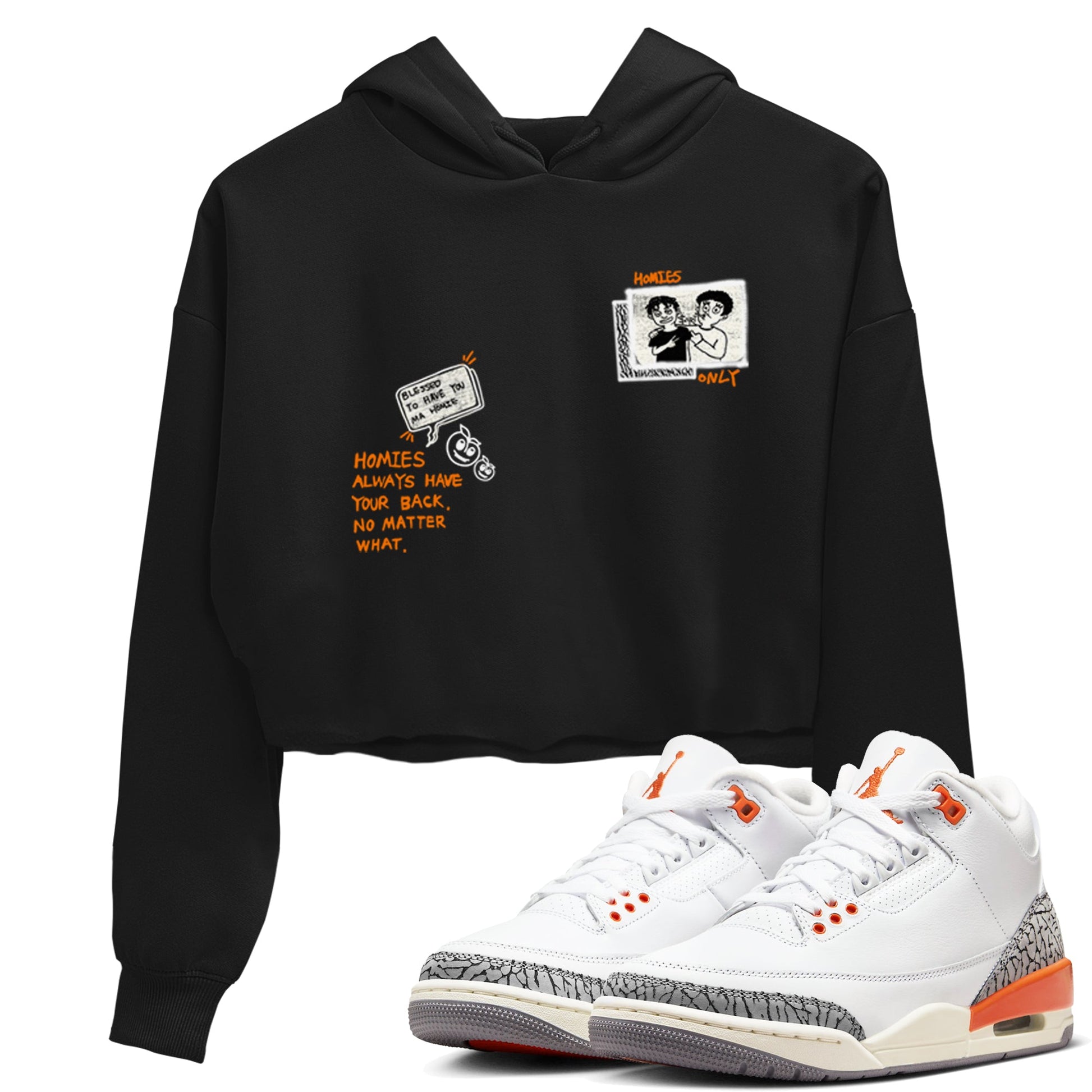3s Georgia Peach shirt to match jordans Homies Only sneaker tees Air Jordan 3 Georgia Peach SNRT Sneaker Release Tees Black 1 crop length shirt