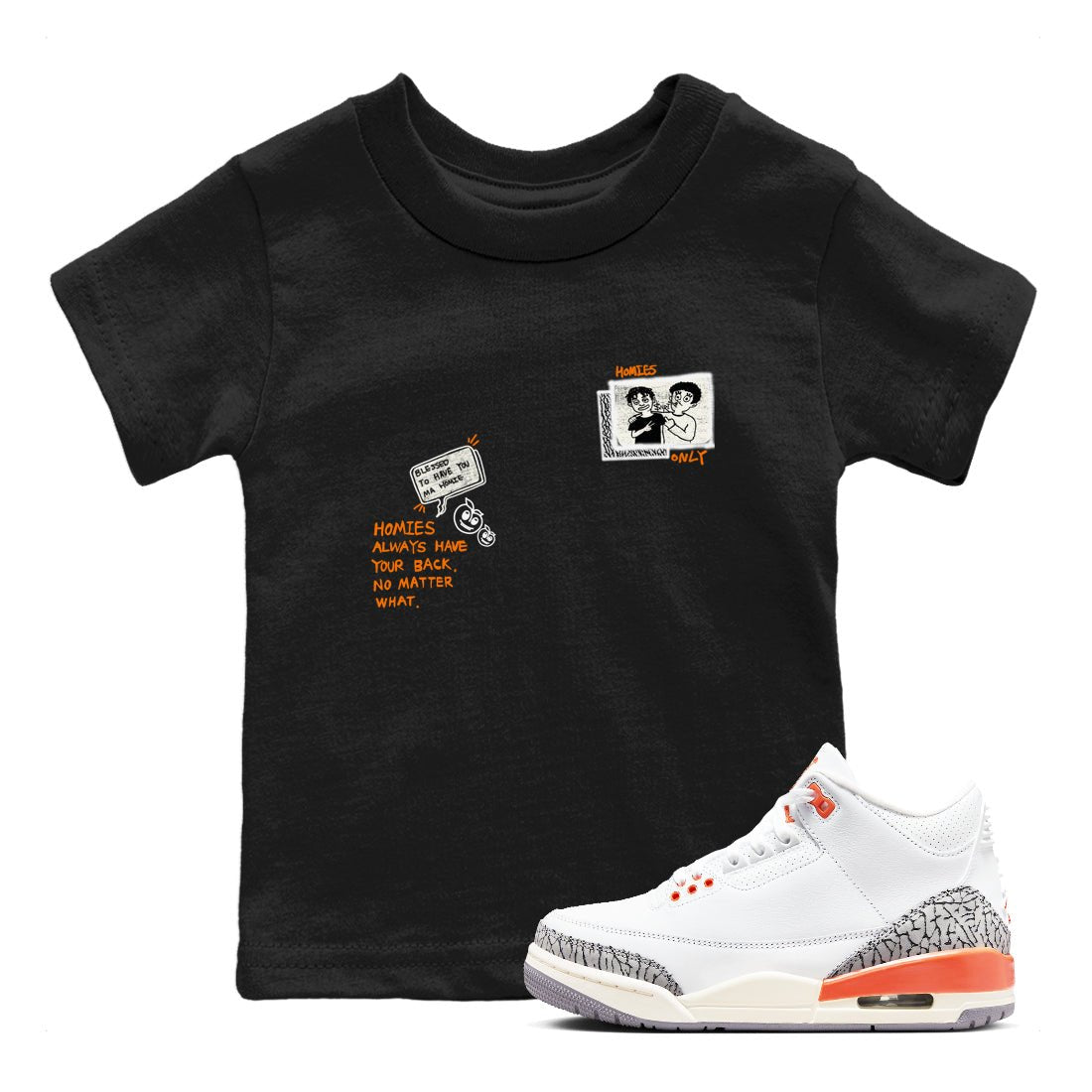 3s Georgia Peach shirt to match jordans Homies Only sneaker tees Air Jordan 3 Georgia Peach SNRT sneaker release tees baby toddler Black 1 cotton Shirt