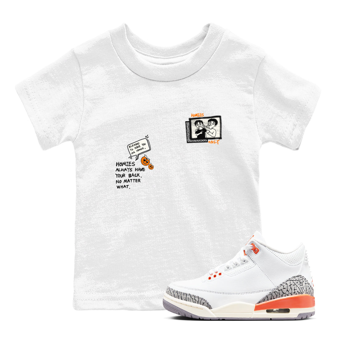 3s Georgia Peach shirt to match jordans Homies Only sneaker tees Air Jordan 3 Georgia Peach SNRT sneaker release tees baby toddler White 1 cotton Shirt