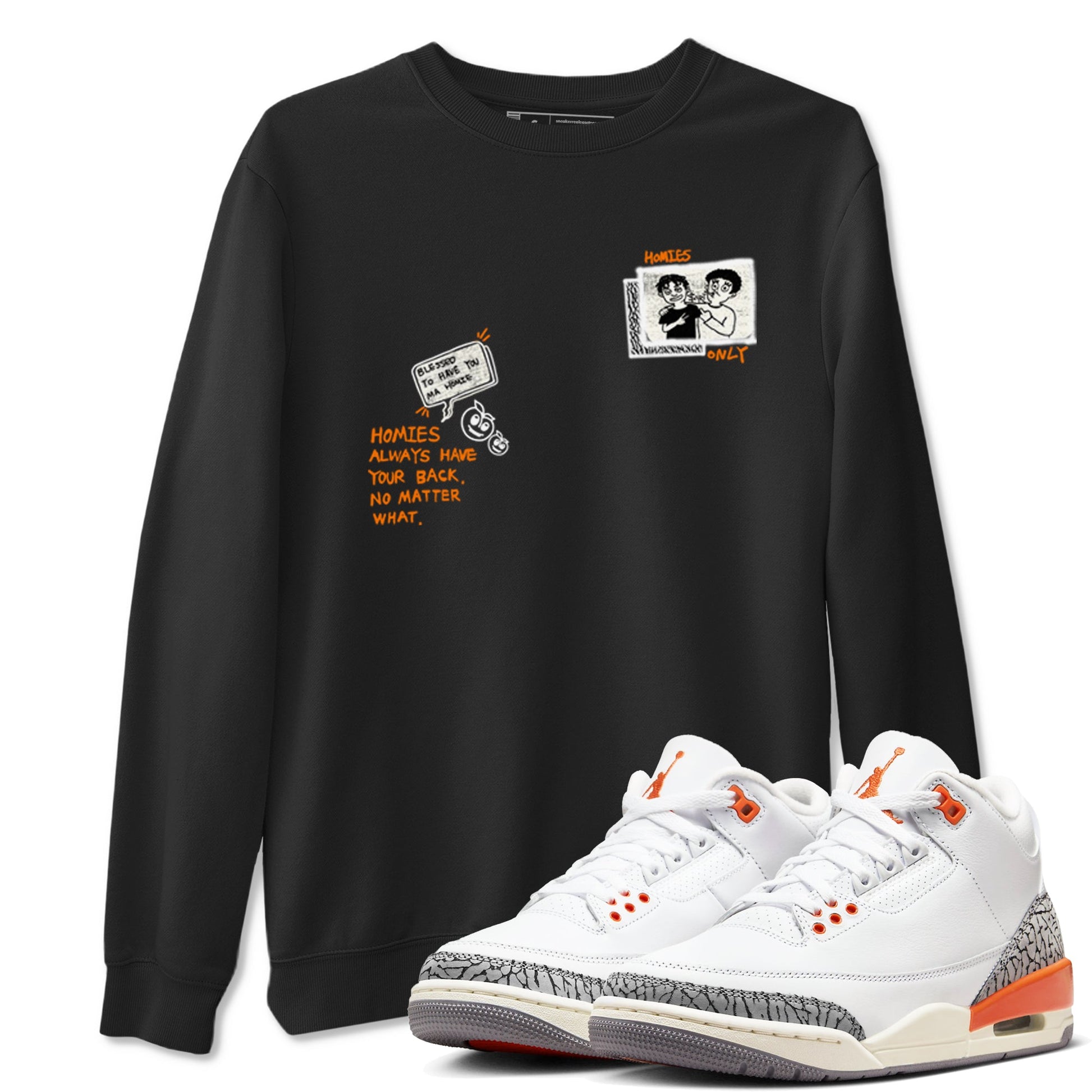 3s Georgia Peach shirt to match jordans Homies Only sneaker tees Air Jordan 3 Georgia Peach SNRT Sneaker Release Tees unisex cotton Black 1 crew neck shirt
