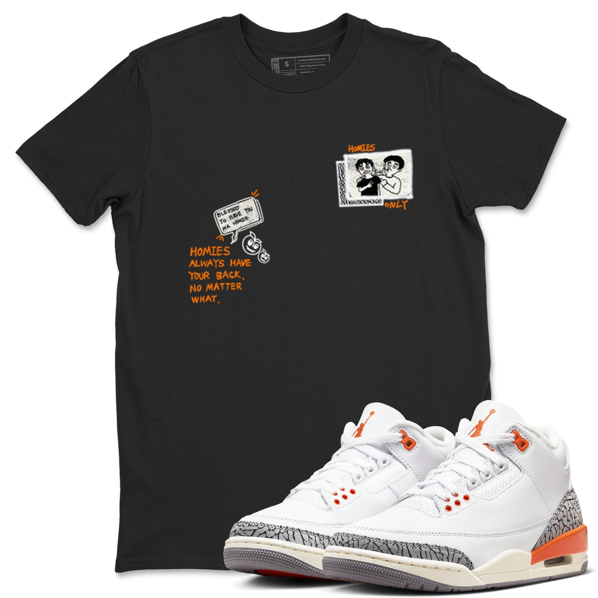 3s Georgia Peach shirt to match jordans Homies Only sneaker tees Air Jordan 3 Georgia Peach SNRT Sneaker Release Tees unisex cotton Black 1 crew neck shirt