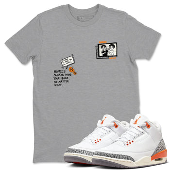 3s Georgia Peach shirt to match jordans Homies Only sneaker tees Air Jordan 3 Georgia Peach SNRT Sneaker Release Tees unisex cotton Heather Grey 1 crew neck shirt