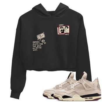 4s A Ma Maniere x Fossil Stone shirts to match jordans Homies Only sneaker match tees 4s A Ma Maniere x Fossil Stone match shoes to clothes SNRT Sneaker Tees unisex cotton Black 1 crop tee